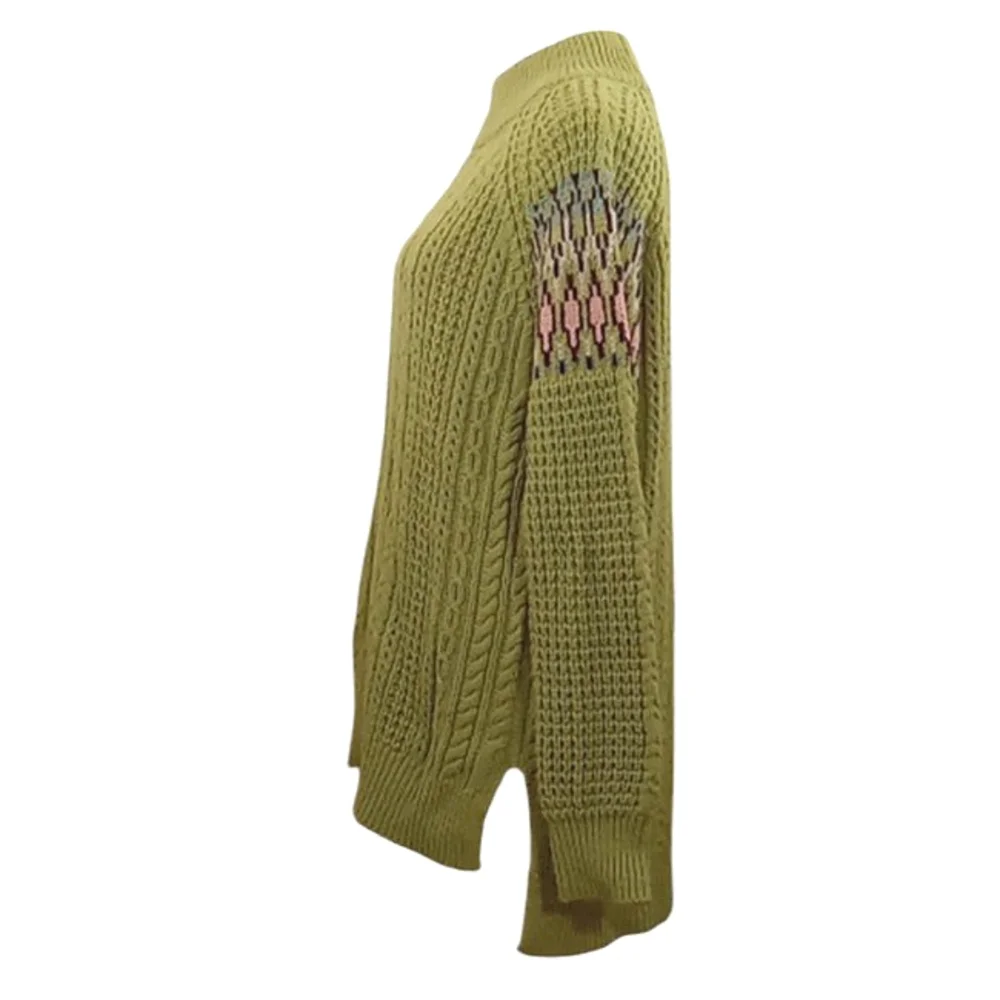 Sundance Olive Green Wool Blend Cable Kni Sweater Size Small